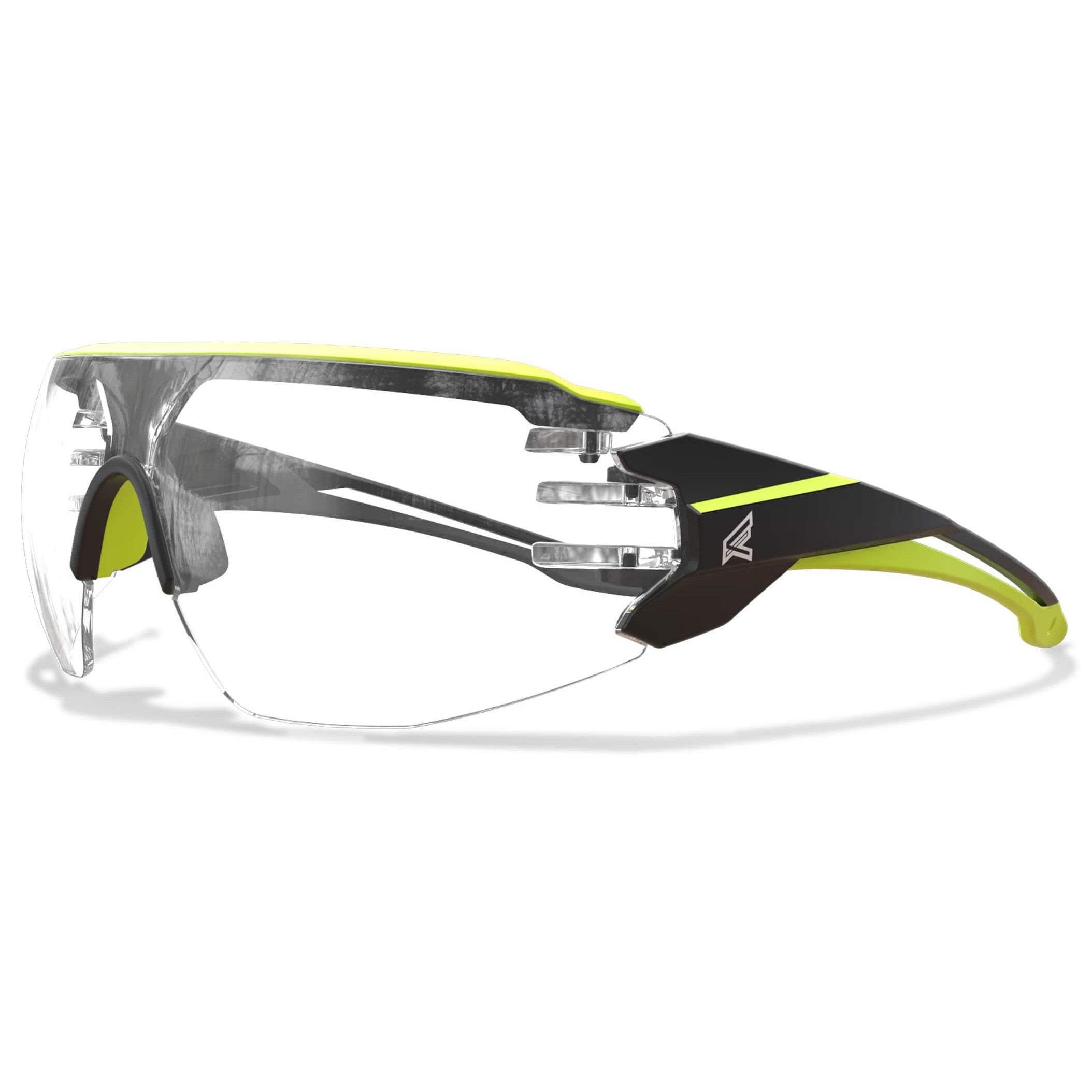 Edge Taven Safety Glasses with Black/Green Frame and Clear Vapor Shield Anti-Fog Lenses