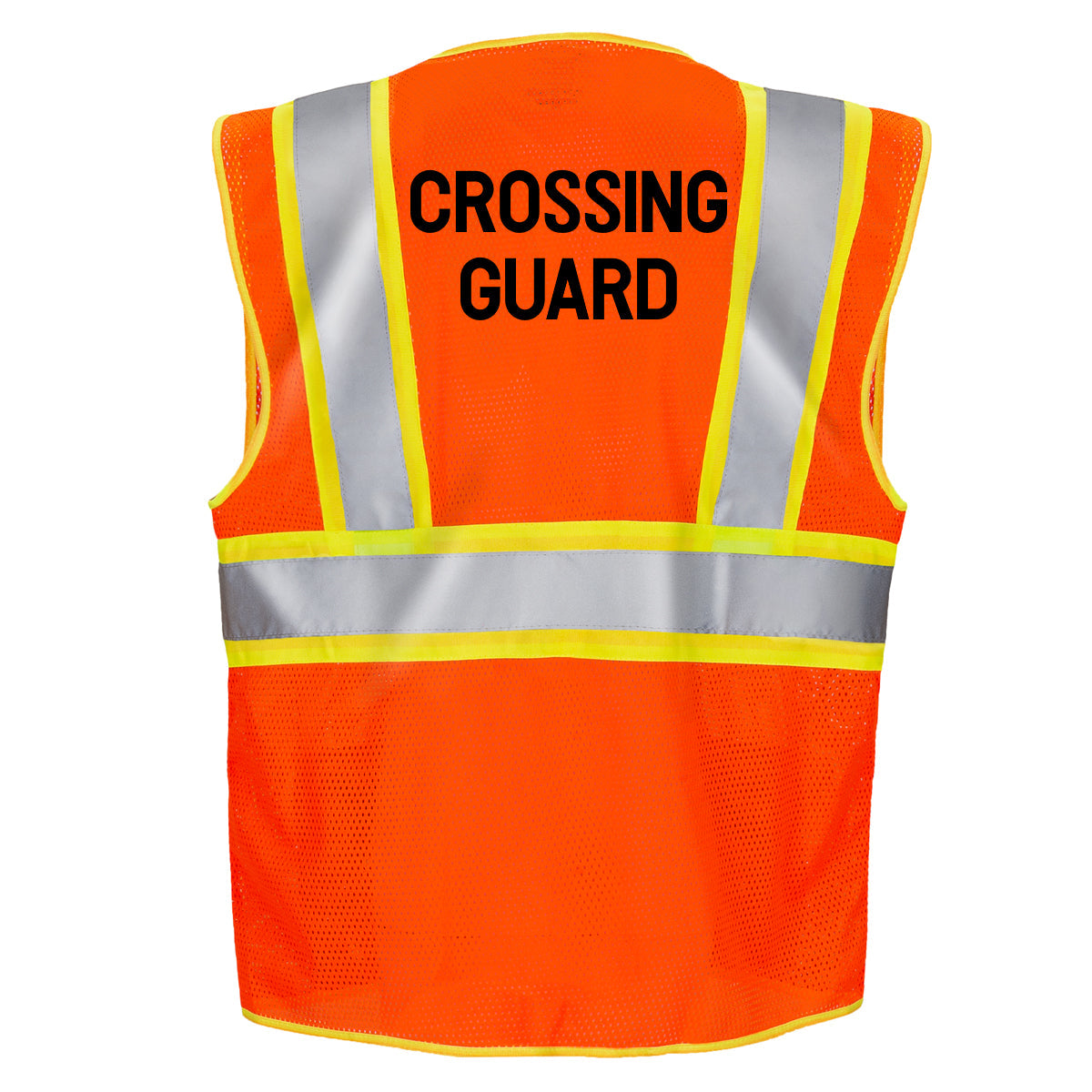 Jorestech Printed Hi-Vis Two-Toned Mesh Safety Vest with 2” Reflective Strips and Pockets - Orange