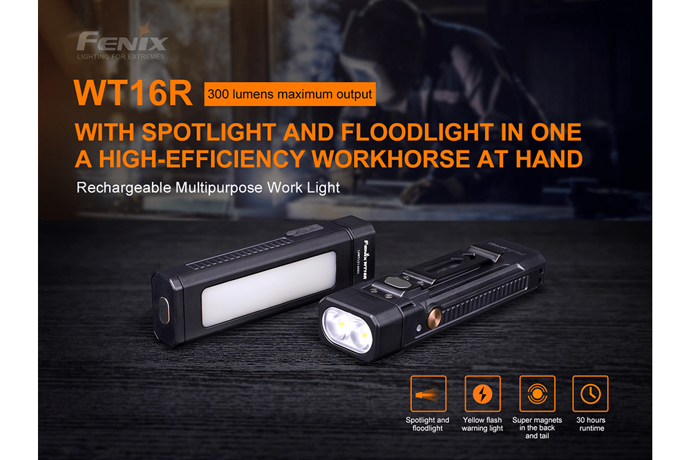 Fenix WT16R Rechargeable Work Light - 300 Lumens-FX-WT16R-Safety Glasses USA-7