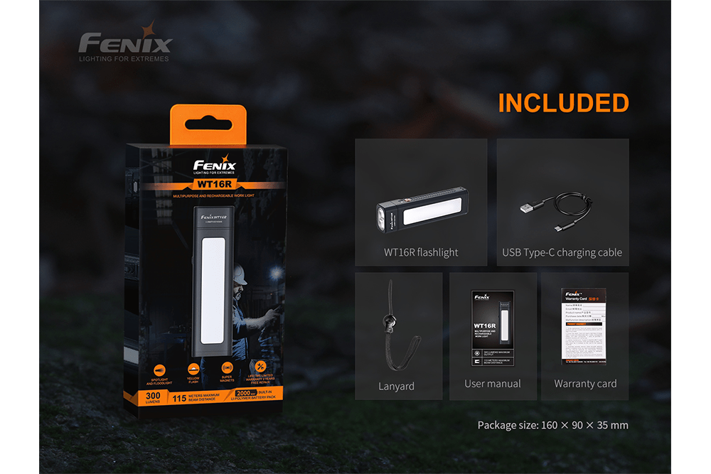 Fenix WT16R Rechargeable Work Light - 300 Lumens-FX-WT16R-Safety Glasses USA-15