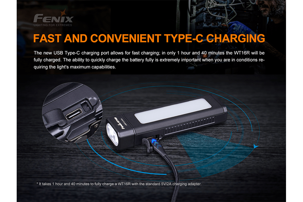 Fenix WT16R Rechargeable Work Light - 300 Lumens-FX-WT16R-Safety Glasses USA-13