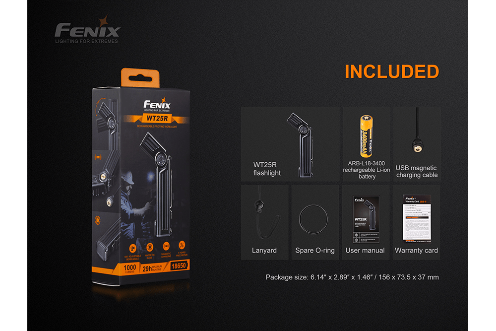 Fenix WT25R Adjustable Head LED Flashlight - 1000 Lumens-sku-44858604716328-Safety Glasses USA-20