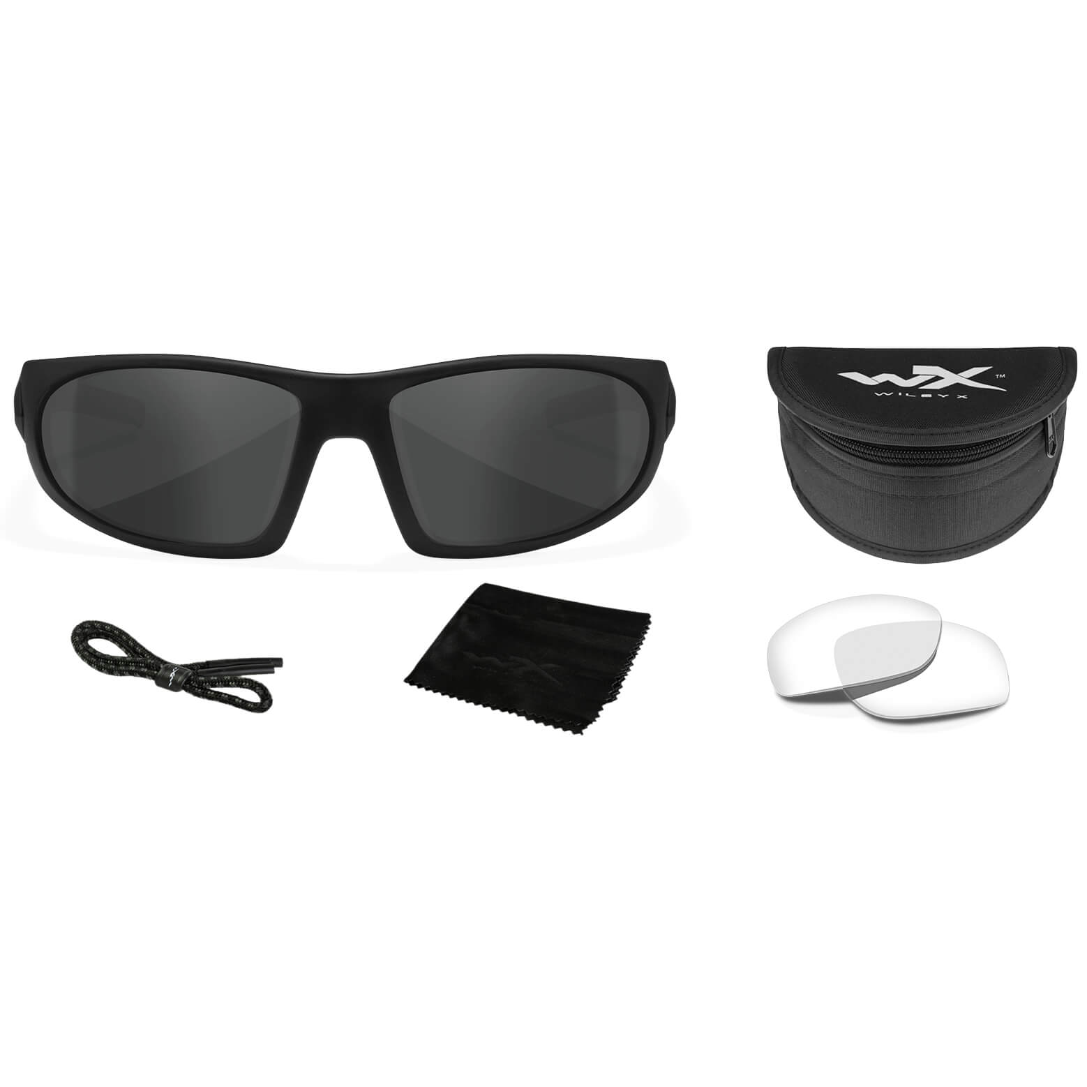 Wiley X Romer 3 Safety Sunglasses-WX-1004-Matte Black Frame - Smoke Grey - Clear Lens-Safety Glasses USA-4