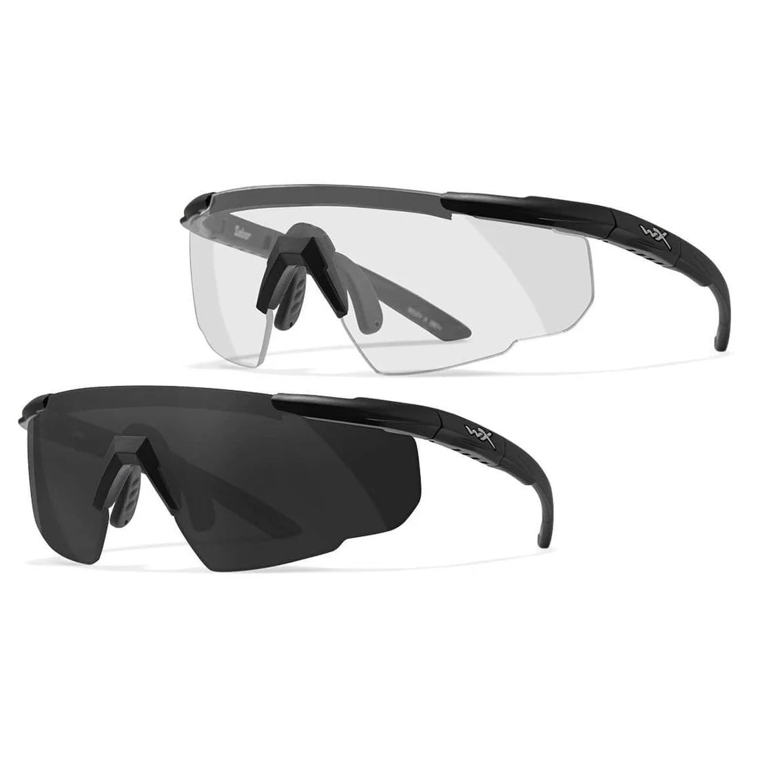 Wiley X Saber Advanced Ballistic Safety Glasses-WX-307-Two Matte Black Frames - Smoke Grey - Clear Lens-Safety Glasses USA-7