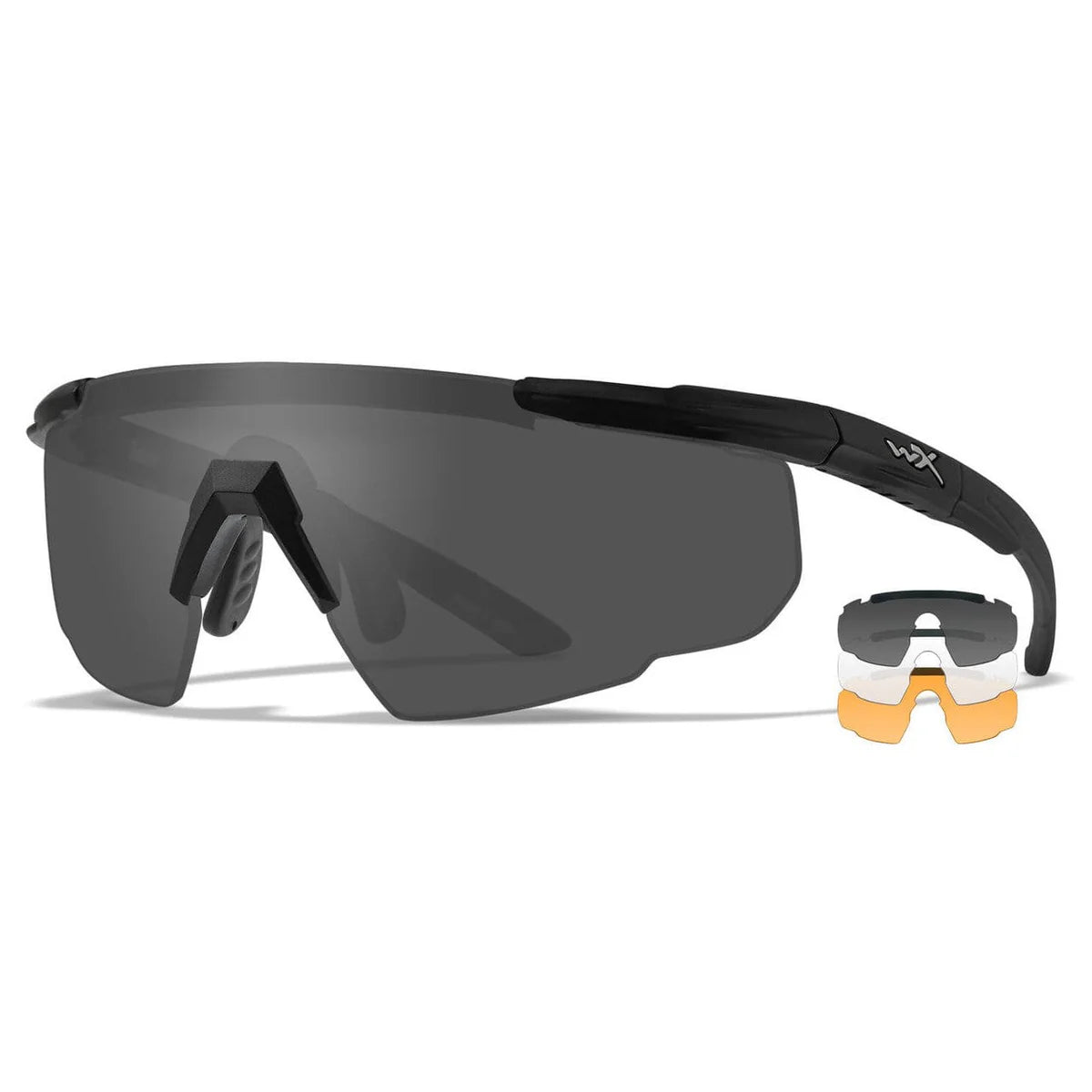 Wiley X Saber Advanced Ballistic Safety Glasses-WX-308-Matte Black Frame - Smoke Grey - Clear - Light Rust Lens-Safety Glasses USA-5