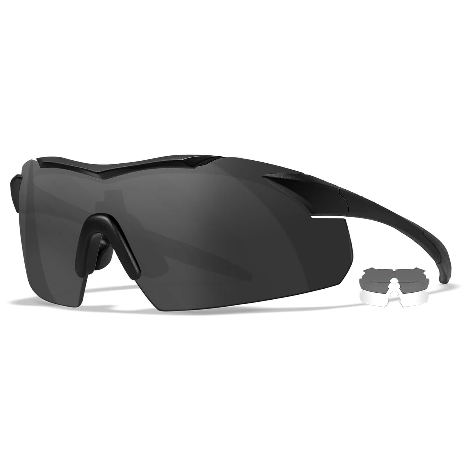 Wiley X Vapor Safety Sunglasses-WX-3501-Matte Black Frame - Smoke Grey - Clear Lens-Safety Glasses USA-1