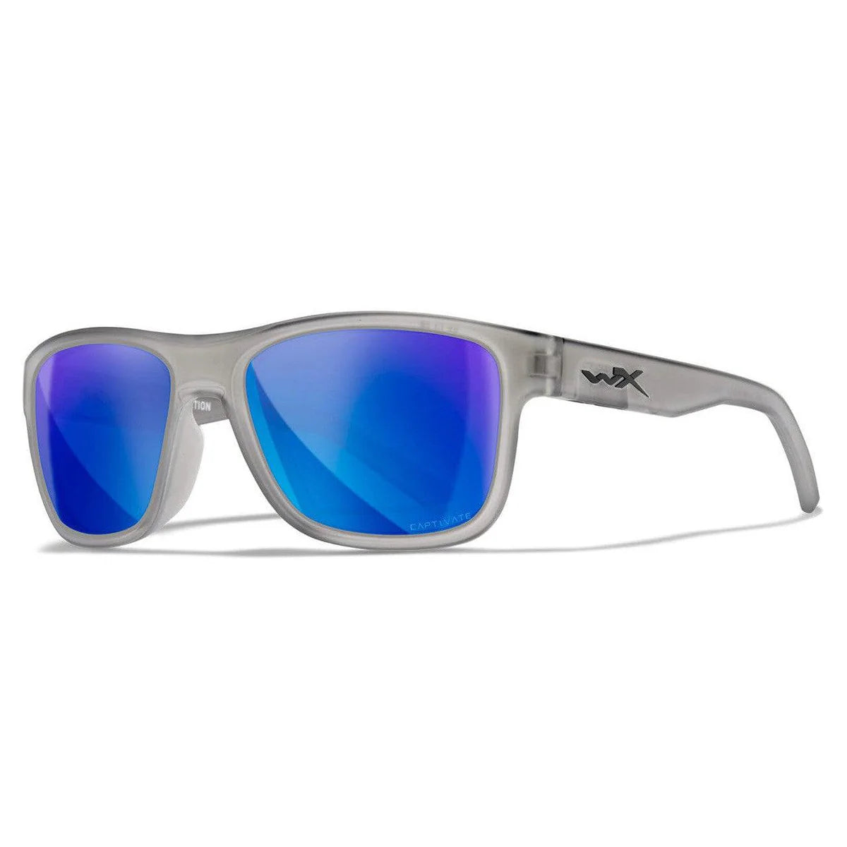 Wiley X Ovation Safety Sunglasses-WX-AC6OVN09-Matte Slate Frame - Polarized Blue Mirror Lens-Safety Glasses USA-1