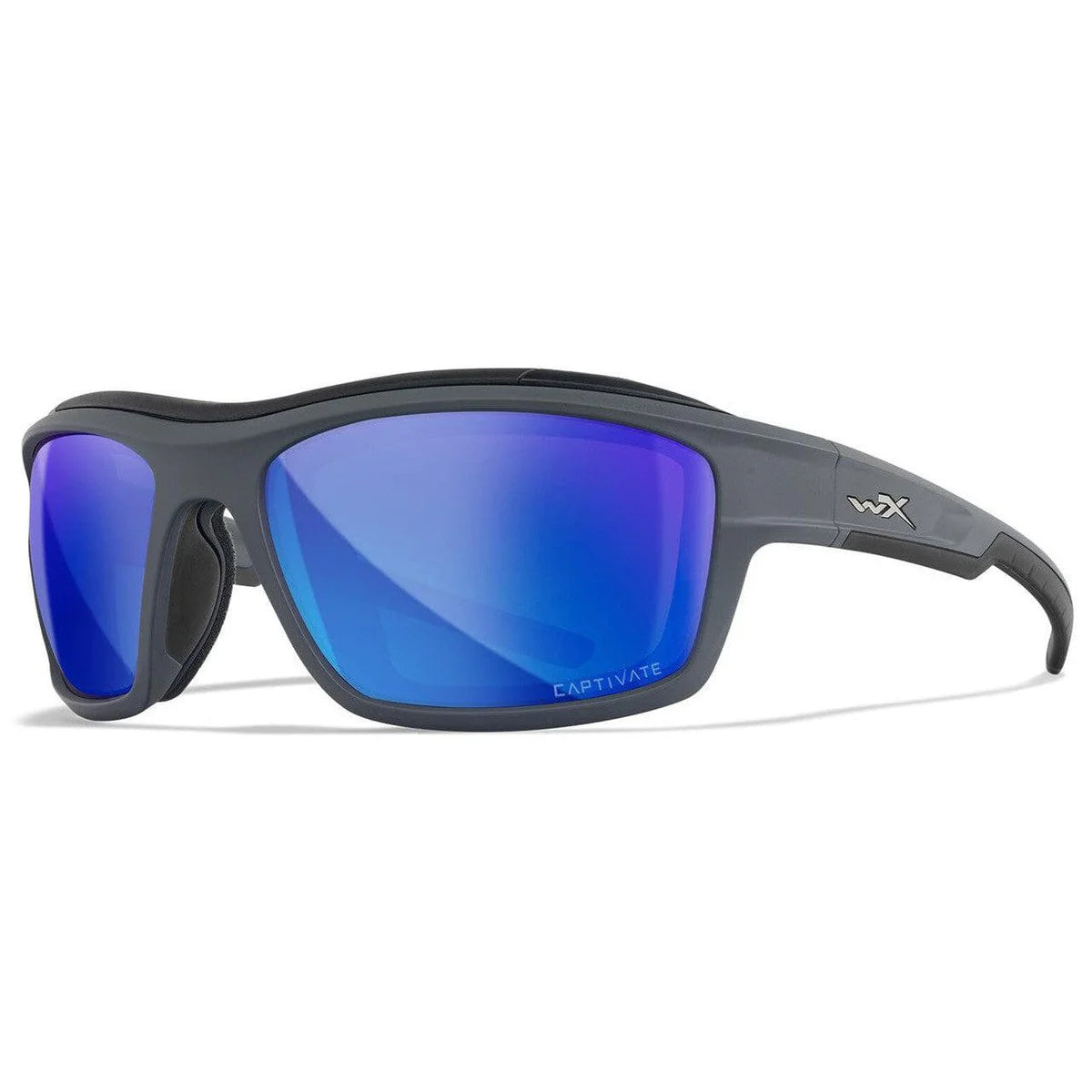 Wiley X Ozone Safety Sunglasses-WX-CCOZN09-Grey Foam-Padded Frame - Polarized Blue Mirror Lens-Safety Glasses USA-3