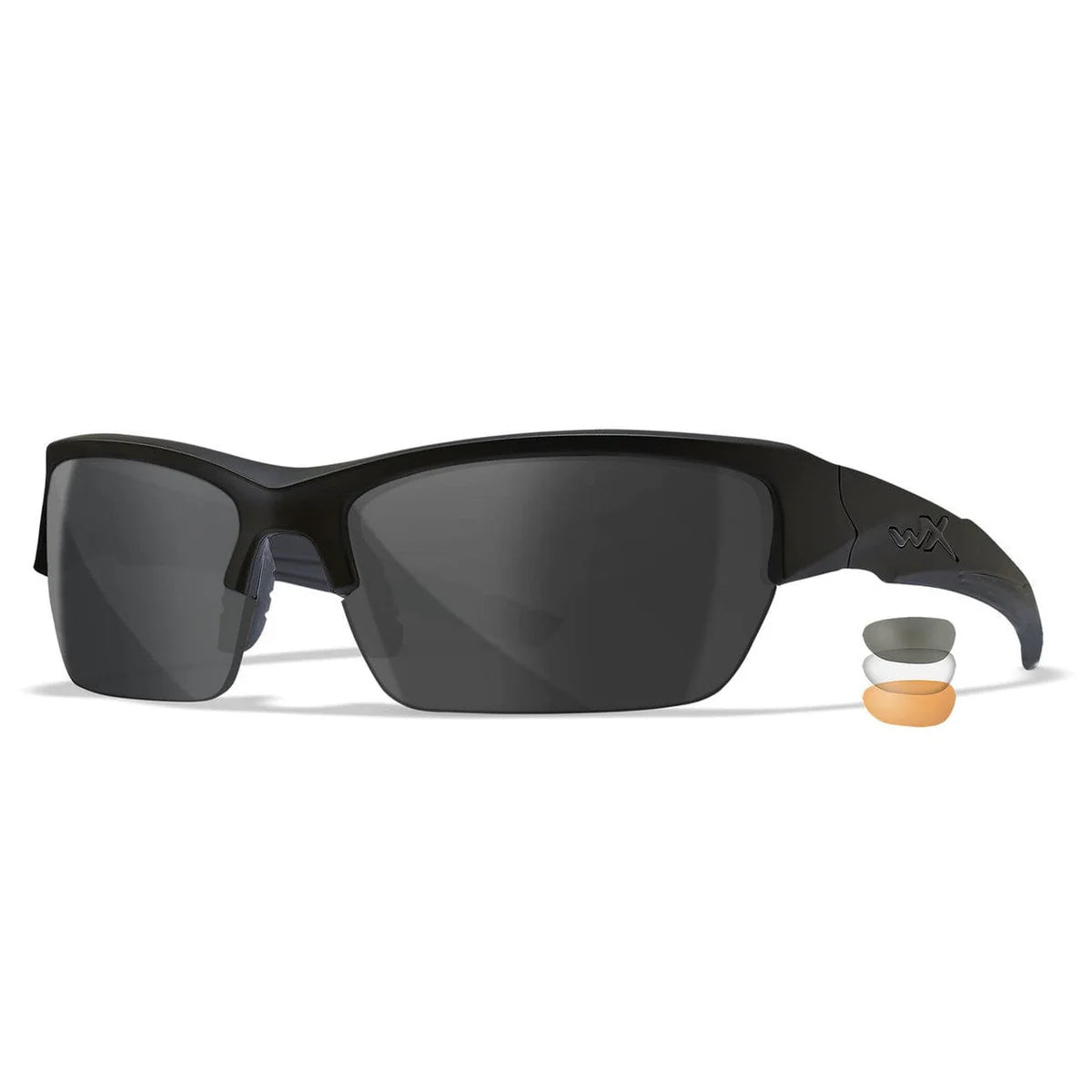 Wiley X Valor Safety Sunglasses-WX-CHVAL06-Matte Black Frame - Smoke Grey - Clear - Light Rust Lens-Safety Glasses USA-4