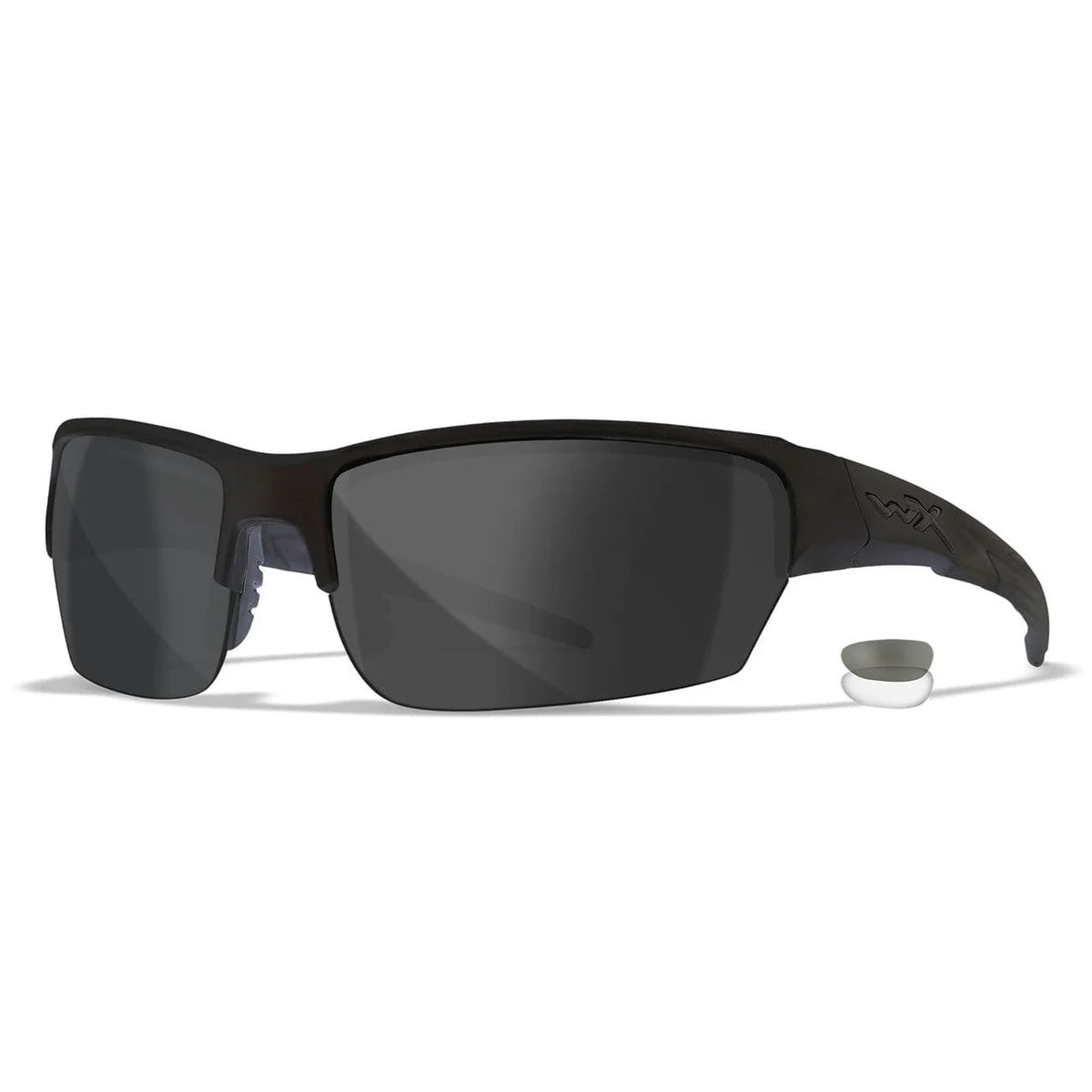 Wiley X Valor Safety Sunglasses-WX-CHVAL07-Matte Black Frame - Smoke Grey - Clear Lens-Safety Glasses USA-3