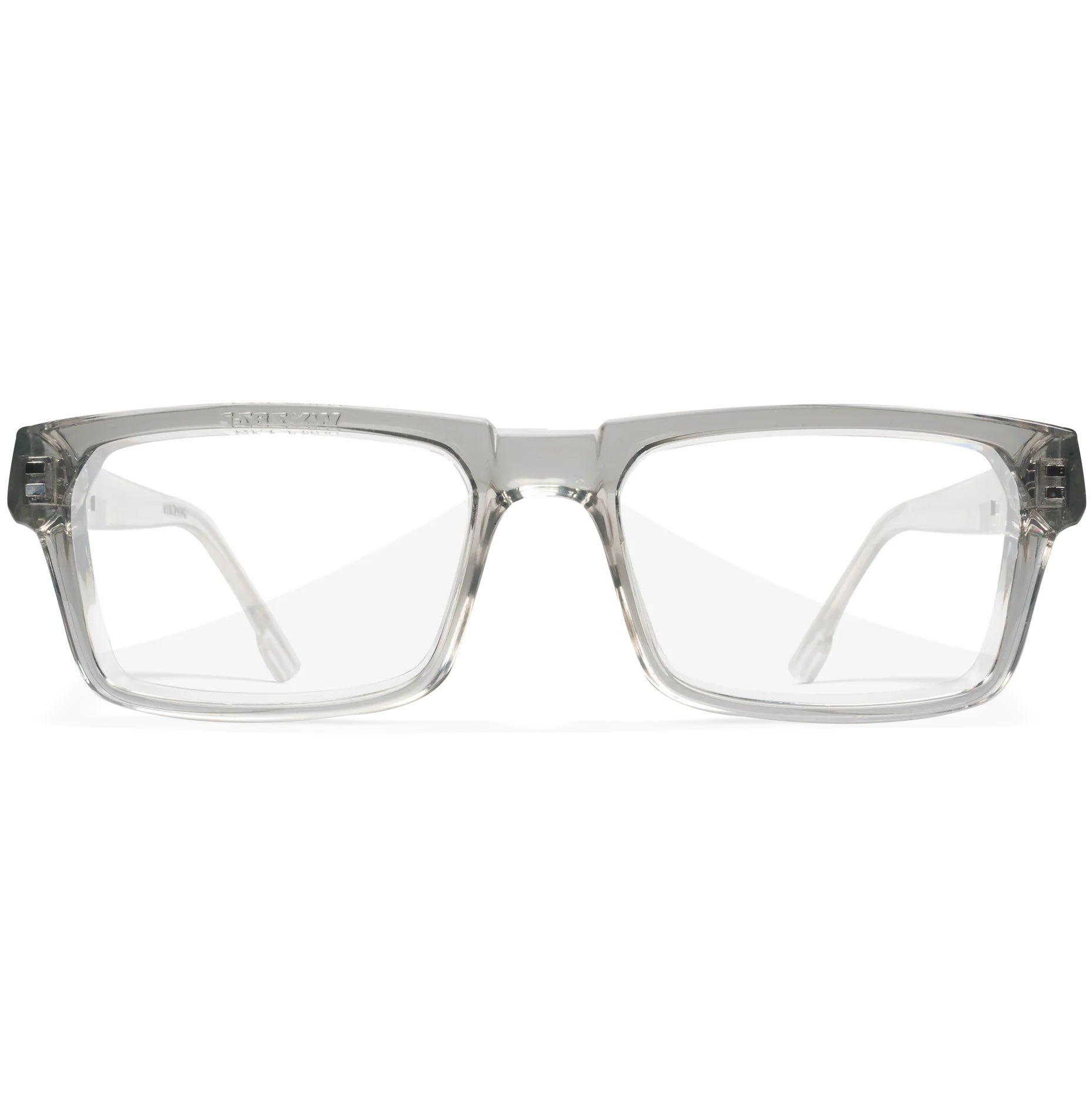Wiley X Profile Worksight clear prescription safety glasses with rectangular lenses and transparent gray Triloid nylon frame.