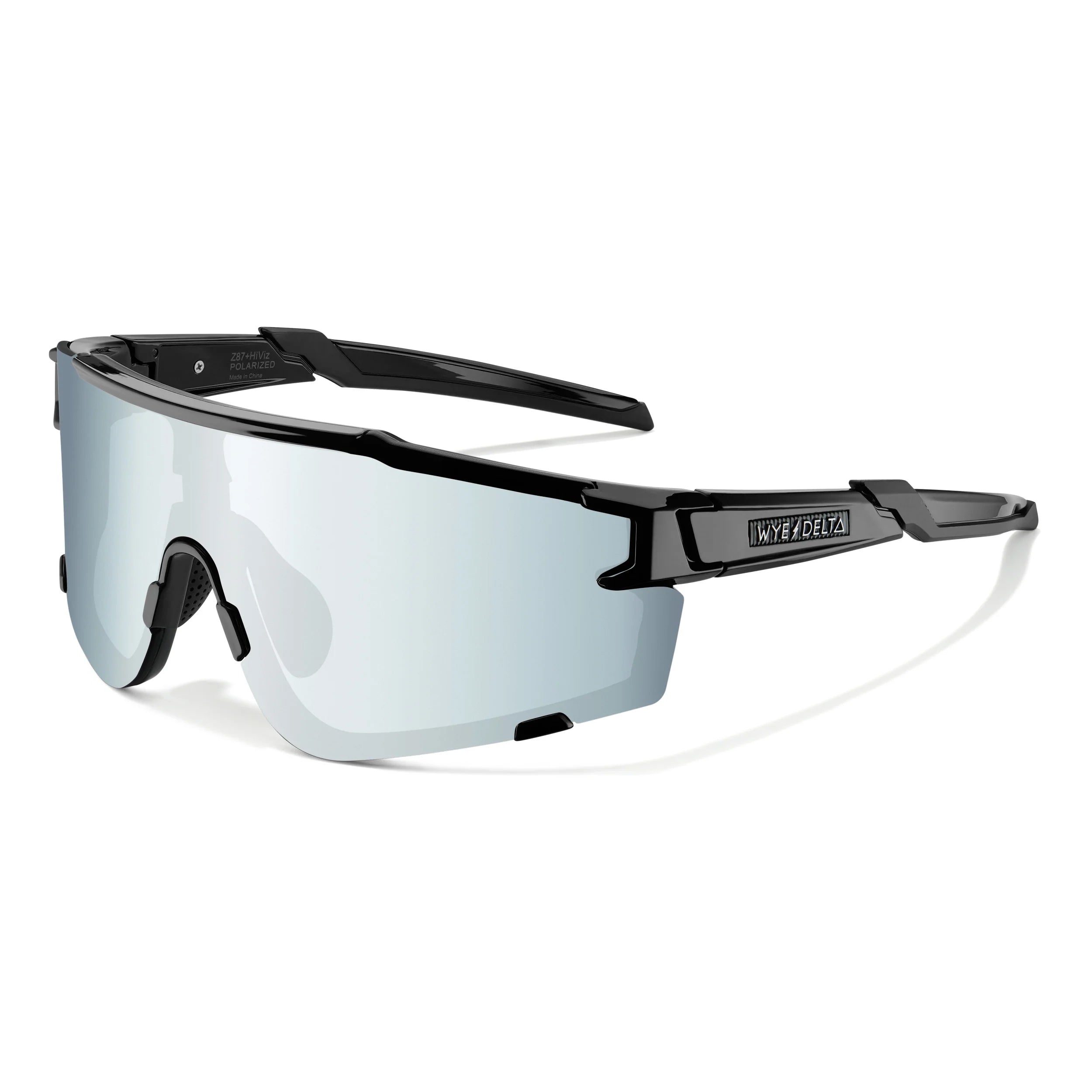 Wye Delta Z87+ HiViz Black Mirror Polarized Safety Glasses