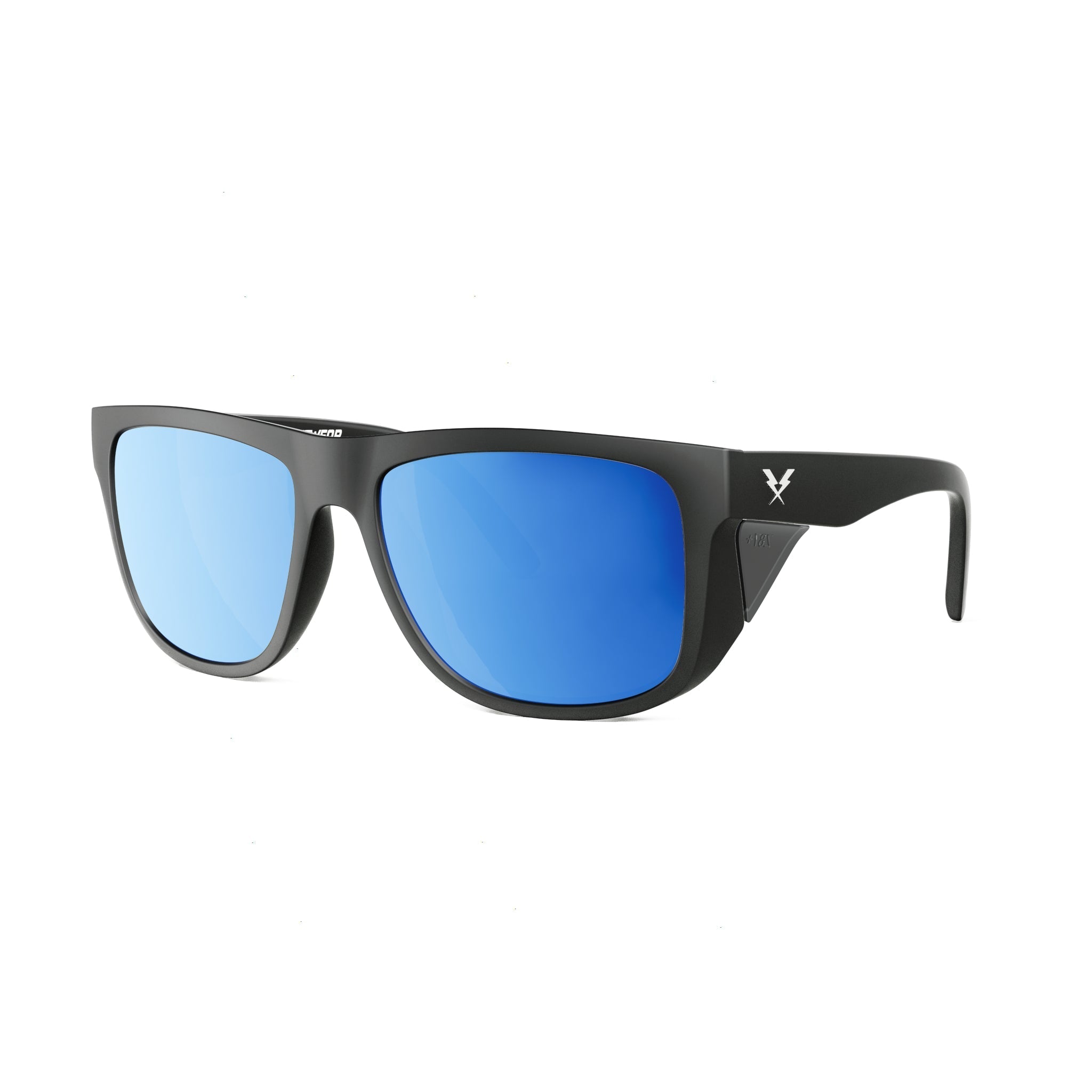 CO Eyewear A Phase Z87+ Safety Glasses Matte Black with Mirrored Lenses-blue-Polarized Blue Mirror Lens-Safety Glasses USA-2