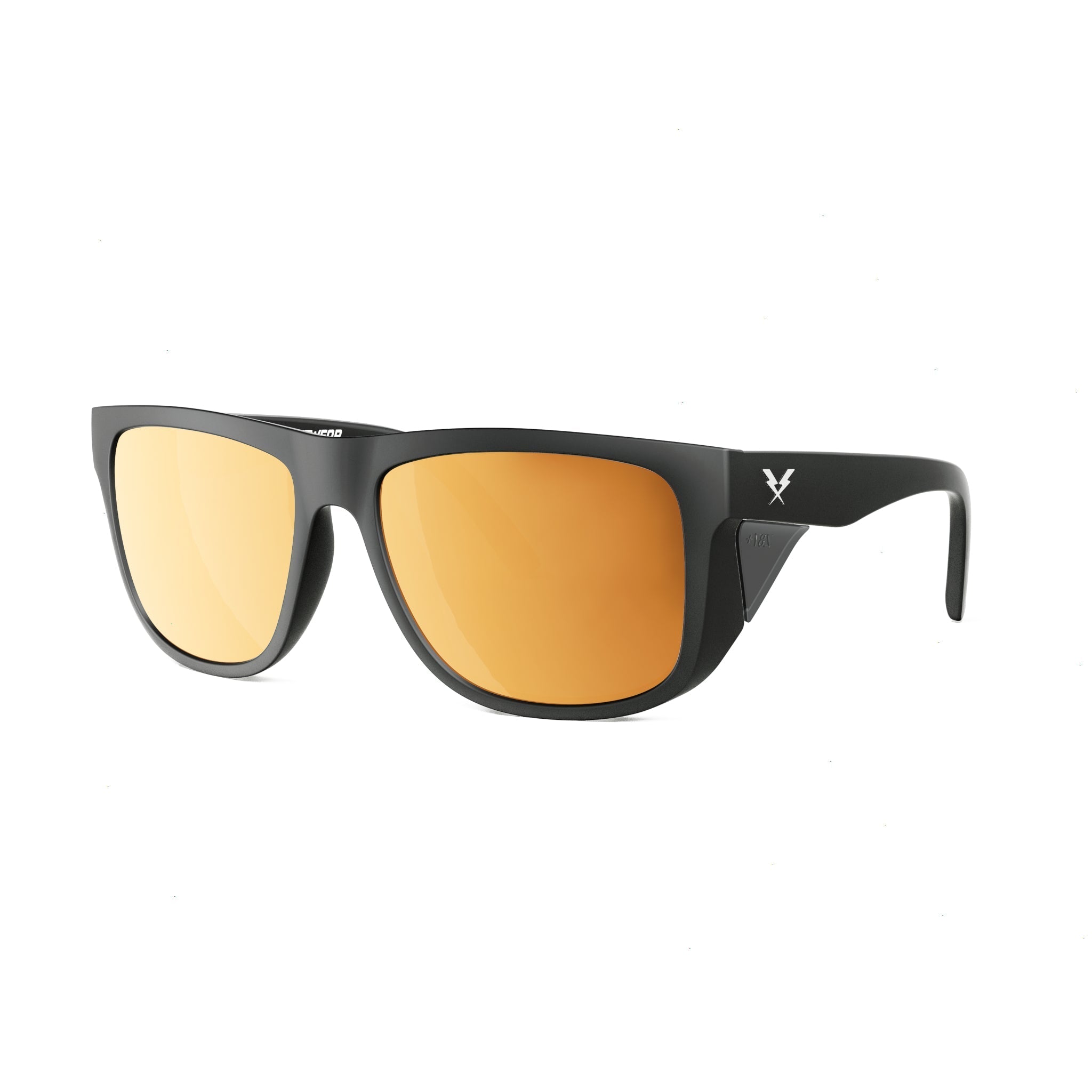 CO Eyewear A Phase Z87+ Safety Glasses Matte Black with Mirrored Lenses-gold-Polarized Gold Mirror Lens-Safety Glasses USA-1