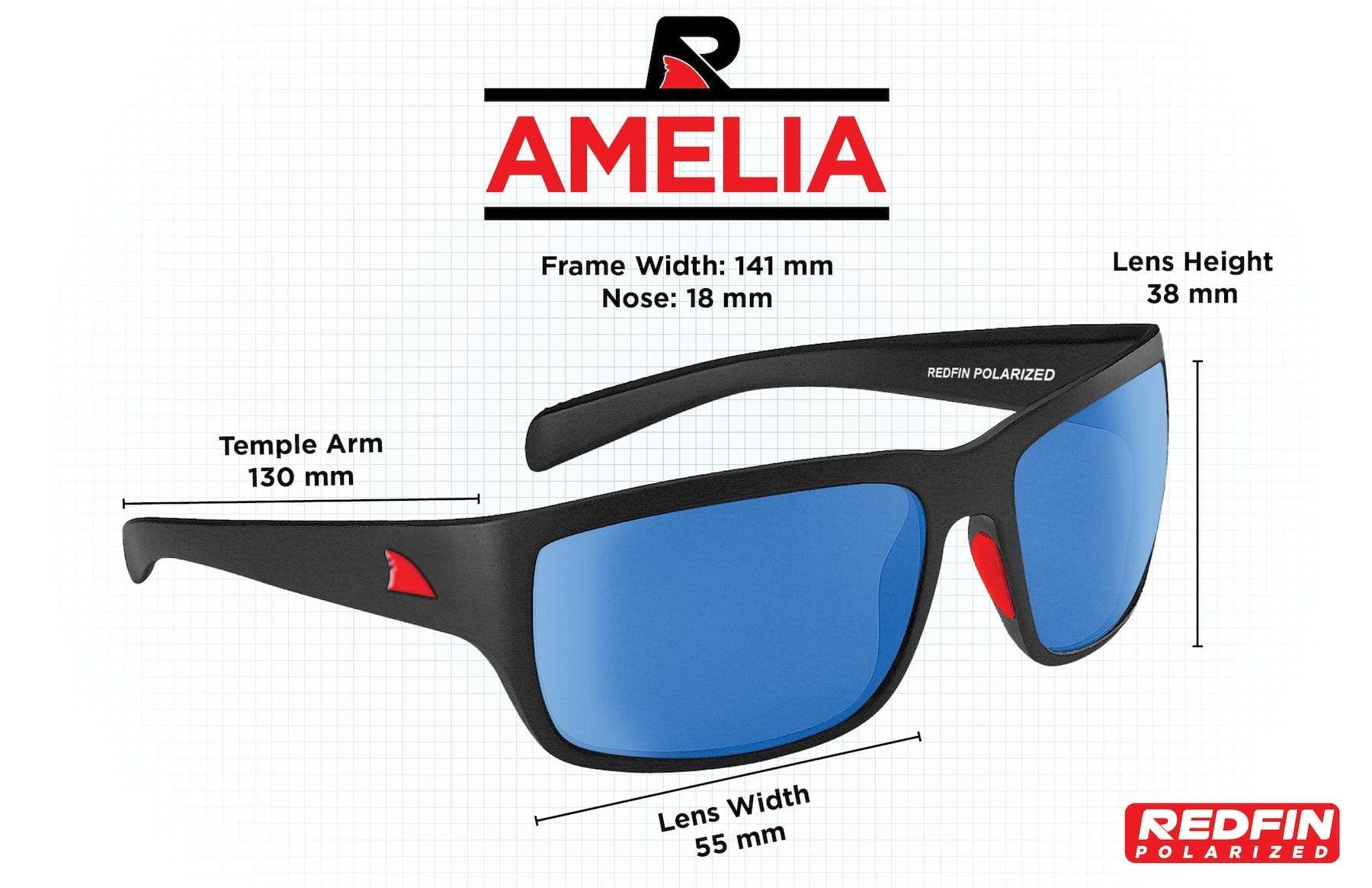 RedFin Amelia Polarized Fishing Sunglasses--Safety Glasses USA-22