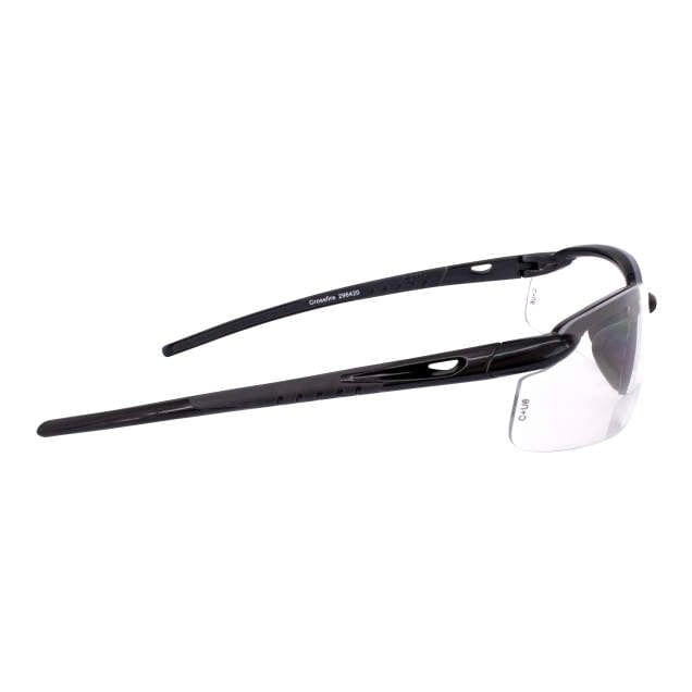 Crossfire ES5 Bifocal Safety Glasses with Pearl Gray Frame and Clear Lens Temple View