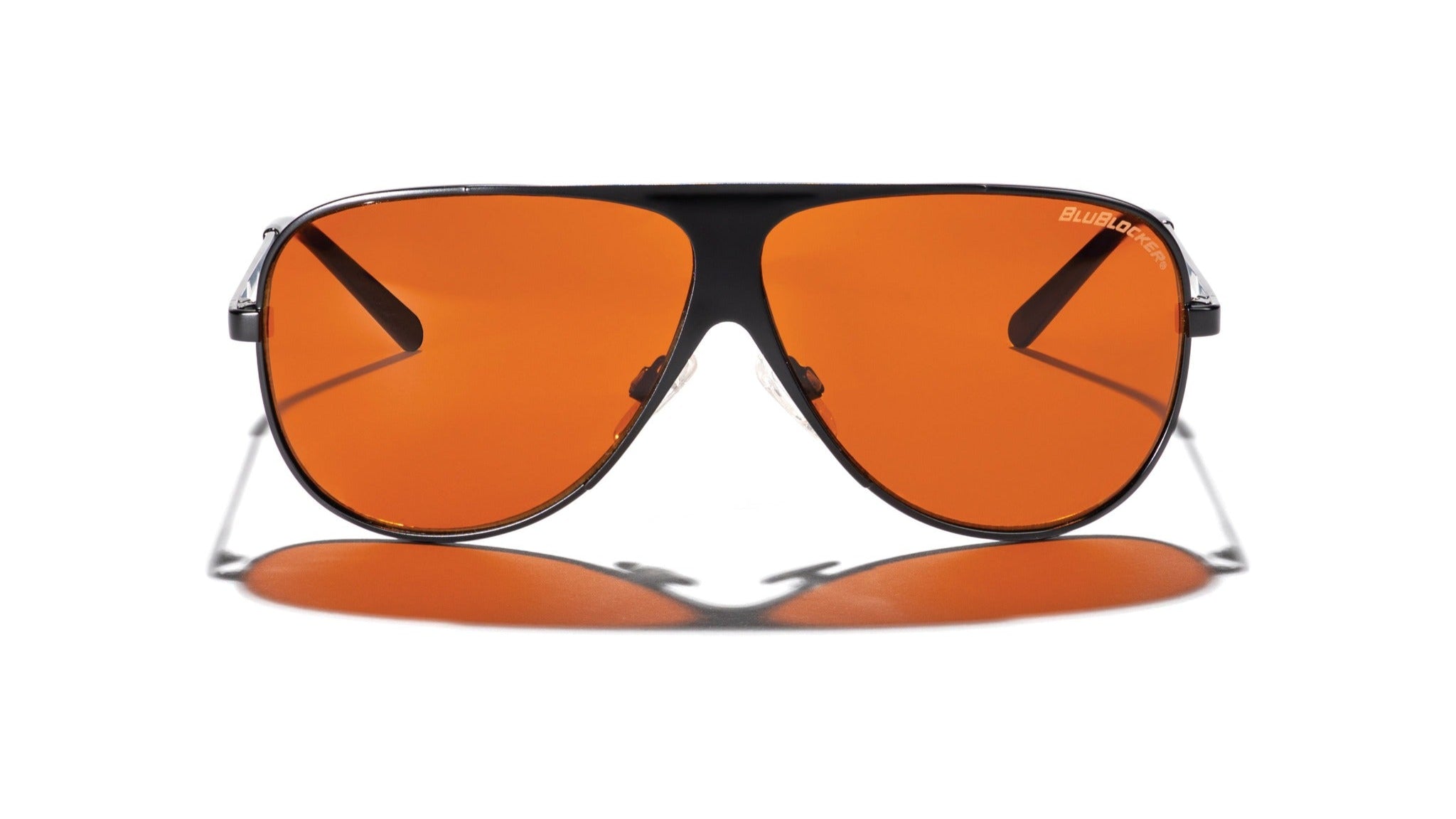 BluBlocker 1986 Aviator Sunglasses with Black Metal Frame and Amber Lens-Safety Glasses USA-3