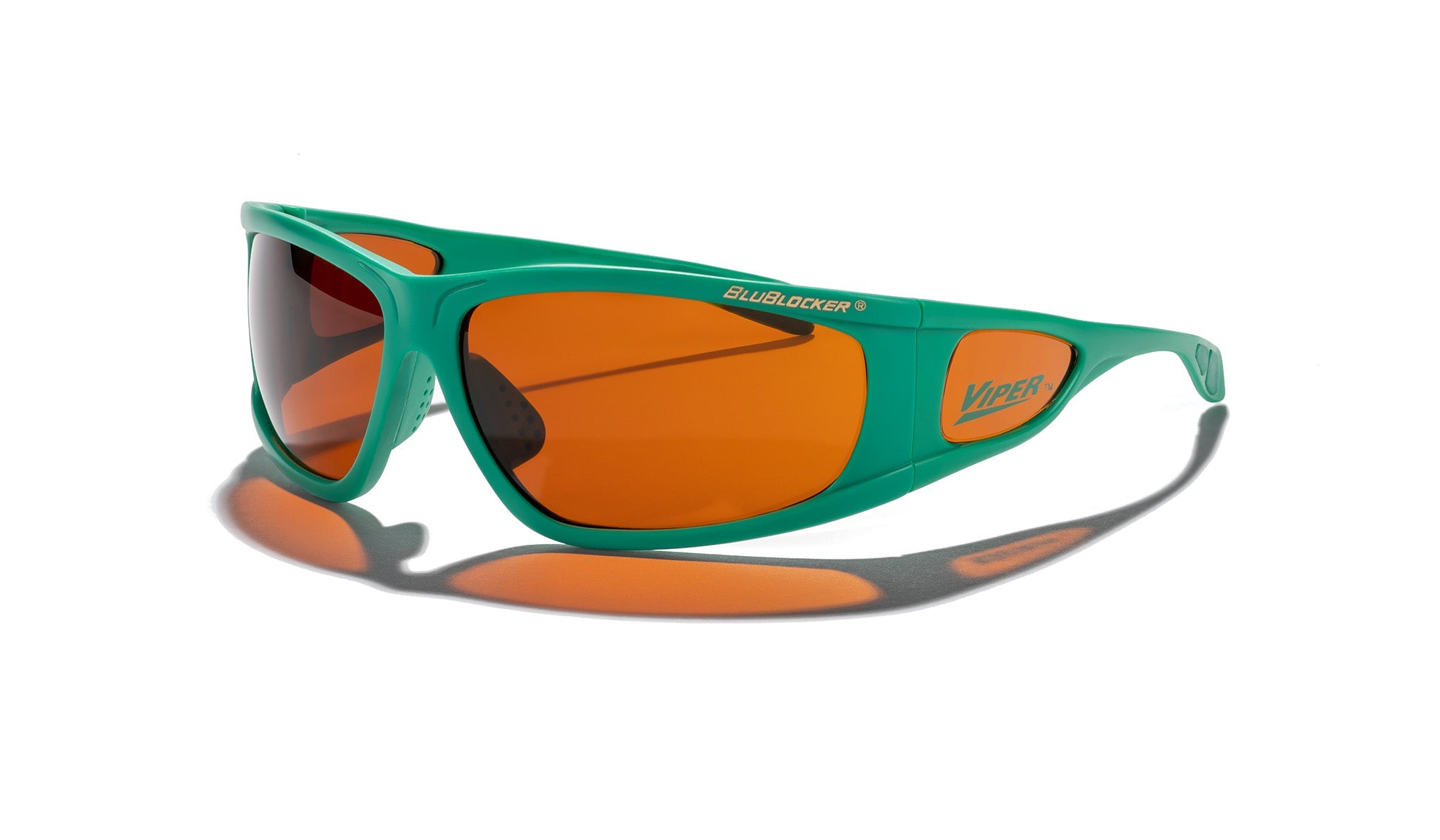 BluBlocker Viper Sunglasses with Lucky Clover Green Frame and Amber Lens-Safety Glasses USA-1