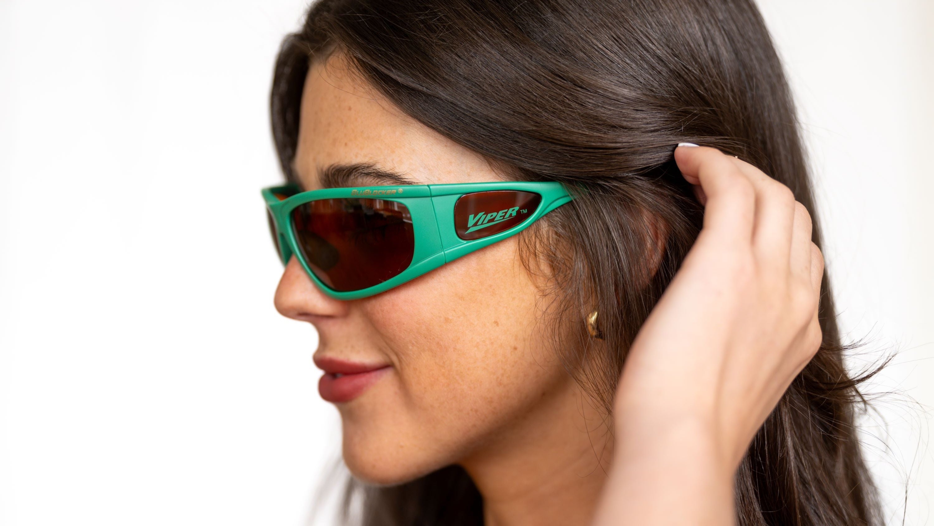 BluBlocker Viper Sunglasses with Lucky Clover Green Frame and Amber Lens-Safety Glasses USA-2