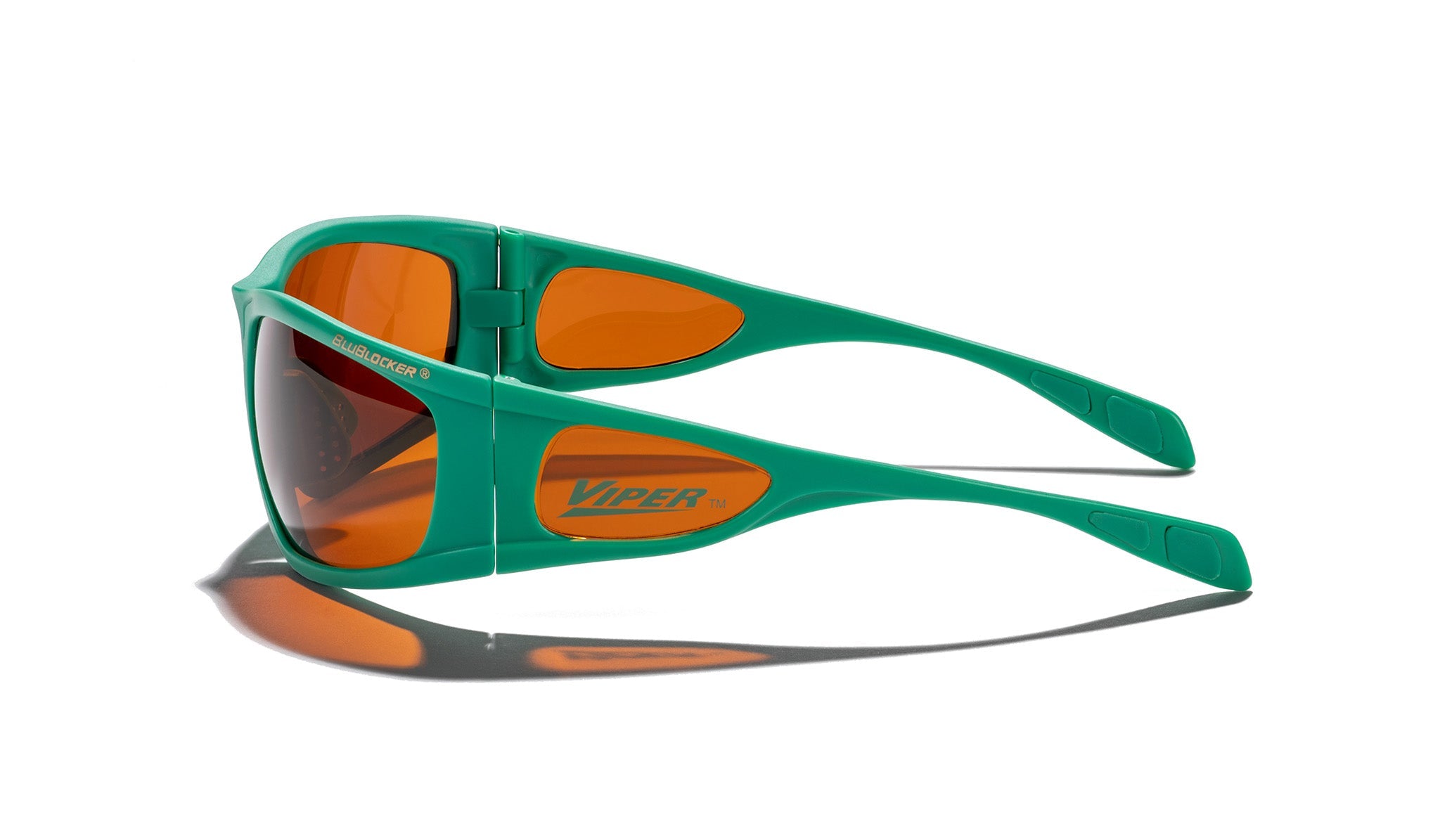 BluBlocker Viper Sunglasses with Lucky Clover Green Frame and Amber Lens-Safety Glasses USA-5