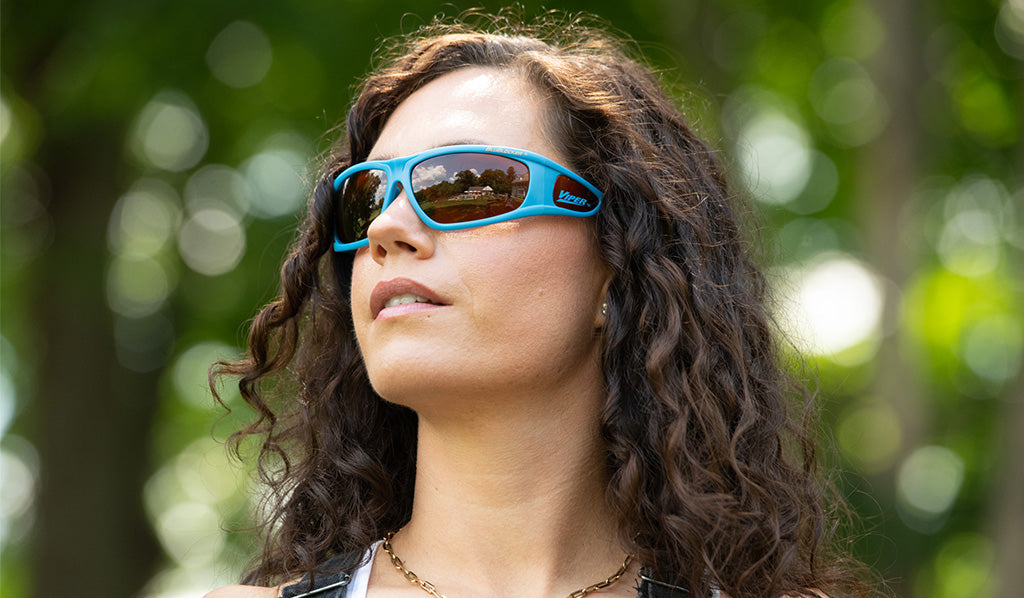 BluBlocker Viper Sunglasses with Miami Blue Frame and Amber Lens-Safety Glasses USA-4