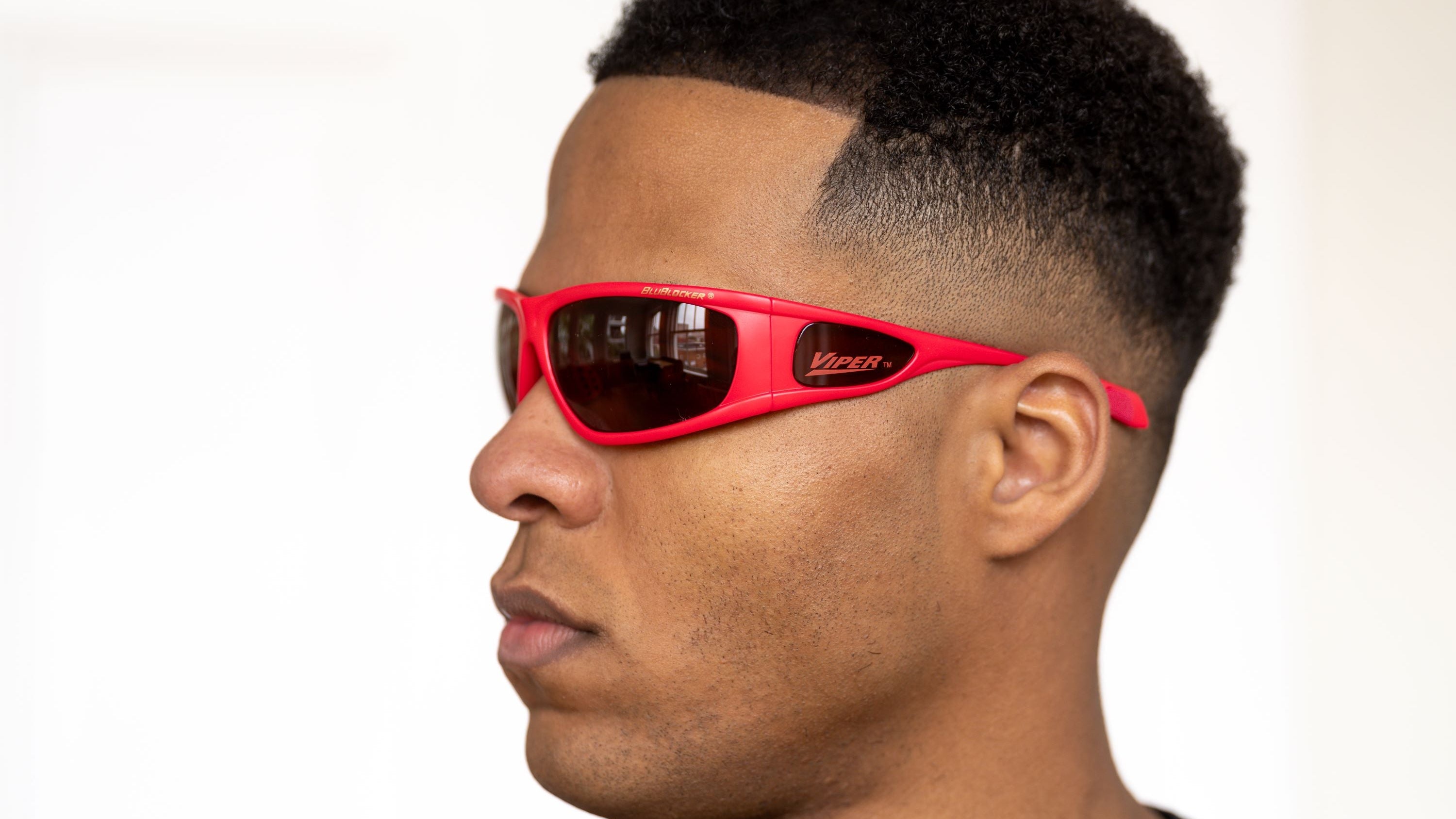 BluBlocker Viper Sunglasses with Red Frame and Amber Lens-Safety Glasses USA-2