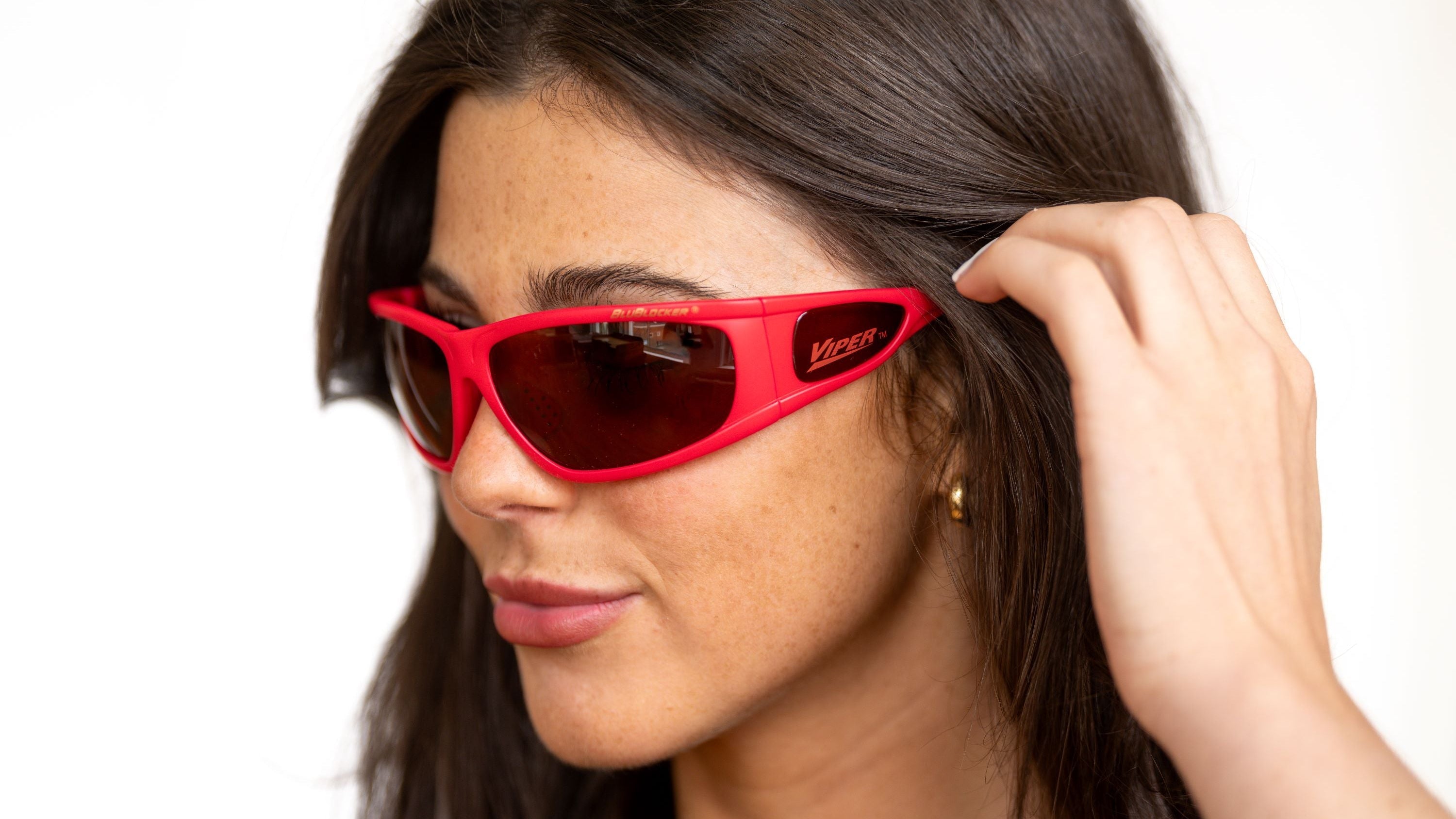 BluBlocker Viper Sunglasses with Red Frame and Amber Lens-Safety Glasses USA-4