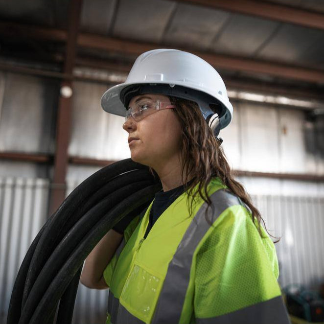 Bouton Eva Women's Clear/Pink Anti-Scratch Coating Petite Rimless Safety Glasses with Anti-Fog Clear Lenses