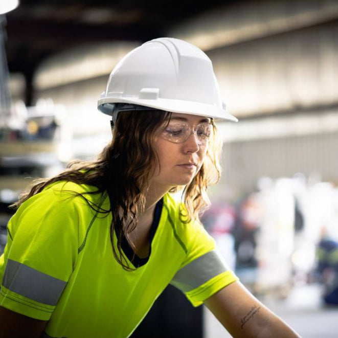 Bouton Eva Petite Women's Safety Glasses with Pink Frame and Anti-Fog Clear Lenses