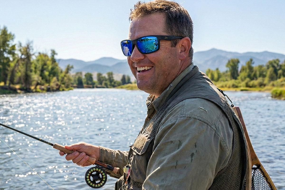 Detour Breach XL Reader Safety Glasses Matte Black with Deep Blue Polarized Lenses