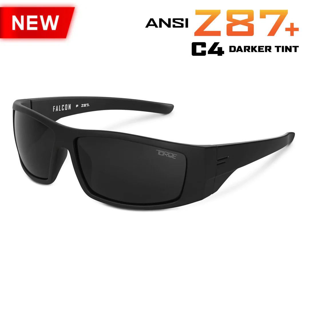 TOROE FALCON ANSI Z87+ Polarized Safety Glasses-Z87-FALCON-MBLK-B-C4-Black C4 Lens-1