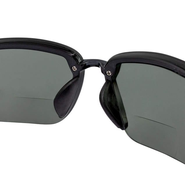 Crossfire ES5 Bifocal Safety Glasses with Crystal Black Frame and Polarized Smoke Lens Nose Pad View