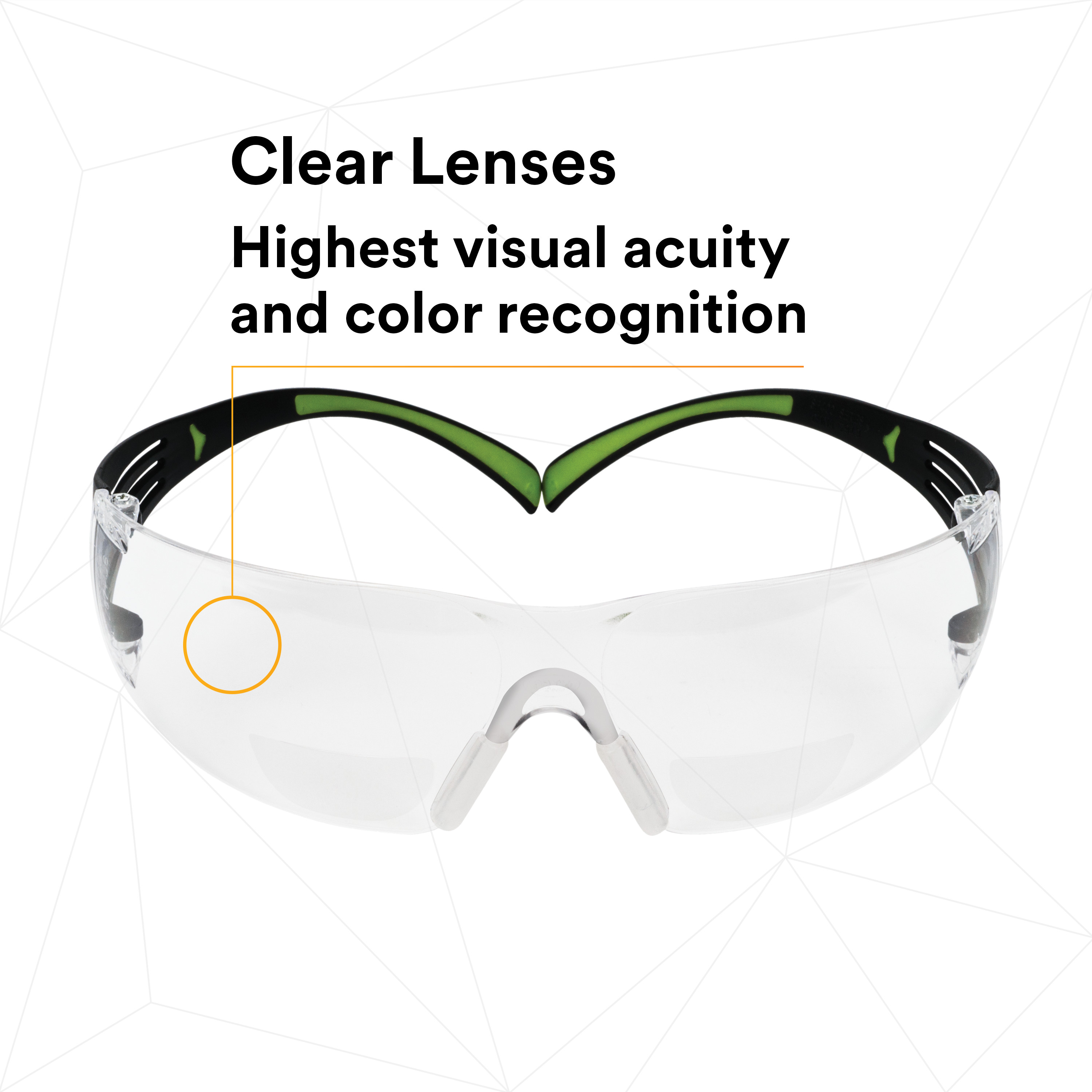 3M SecureFit Bifocal Safety Glasses with Clear Lenses Front Lenses