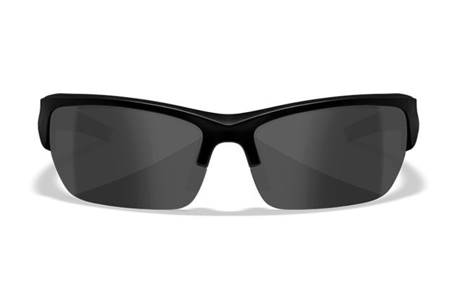 Wiley X Saint CHSAI08 Sunglasses with Matte Black Frame and Smoke Gray Lenses front lens view