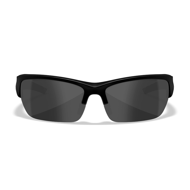 Wiley X Saint CHSAI08 Sunglasses with Matte Black Frame and Smoke Gray Lenses front lens view