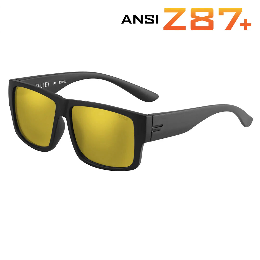 TOROE VALLEY ANSI Z87+ Polarized Safety Glasses-Z87-VALLEY-MBLK-B-GOLD-Gold Mirror Lens-6