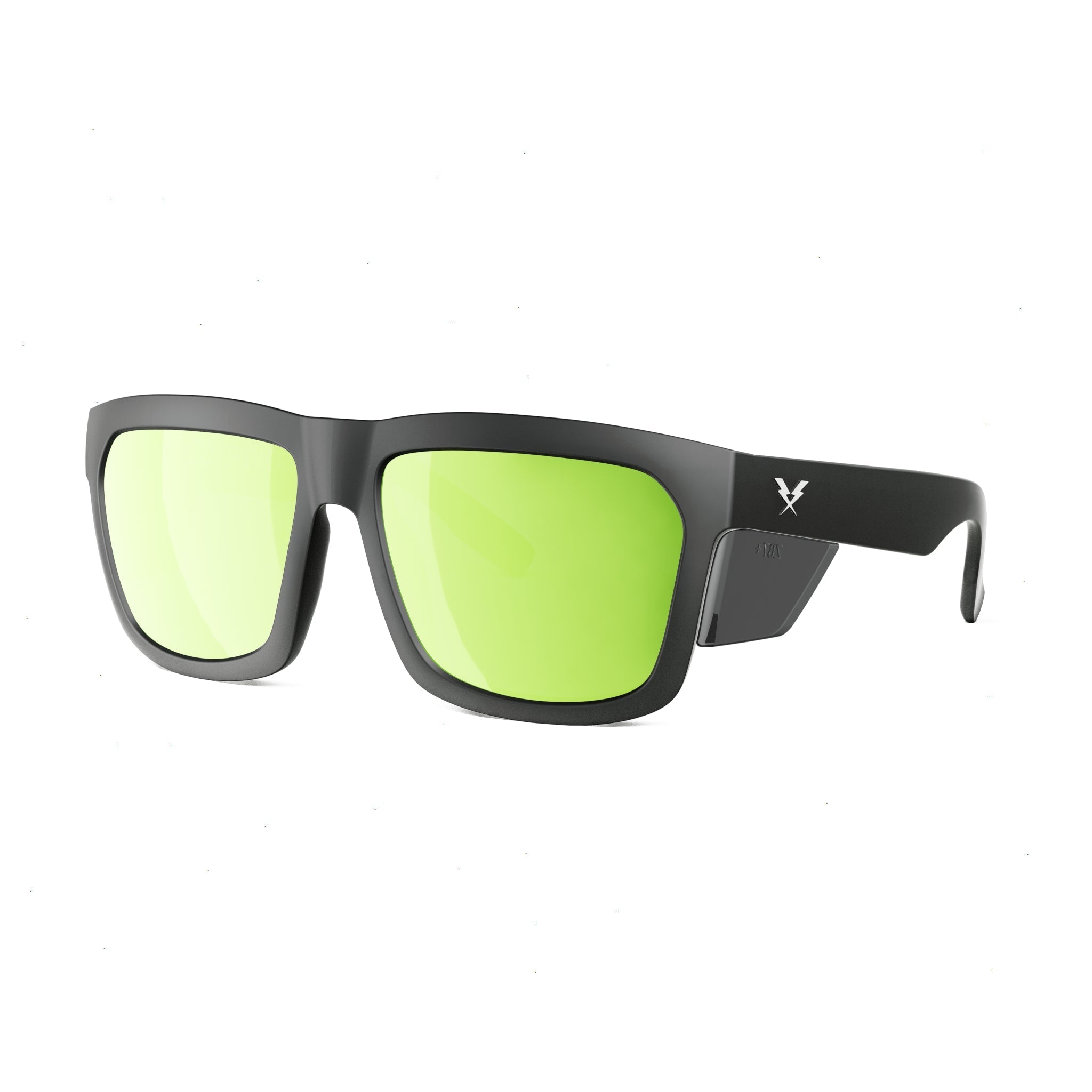 CO Eyewear Hard Money Z87+ XL Safety Glasses with Matte Black Frame-hmgp-Polarized Green Mirror Lens-Safety Glasses USA-7