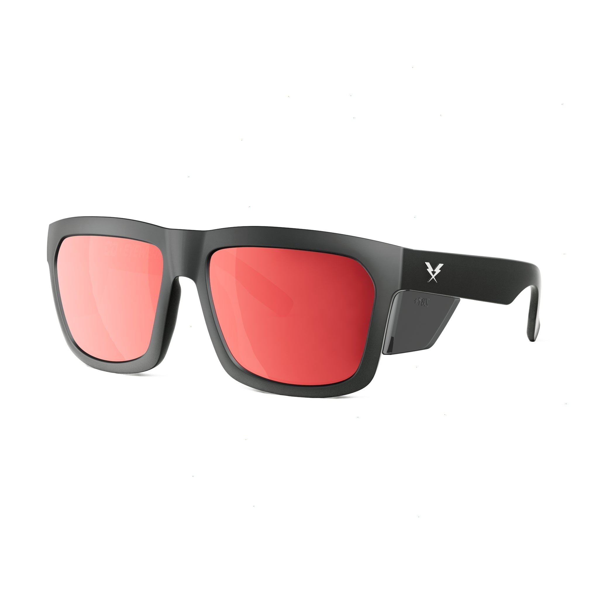CO Eyewear Hard Money Z87+ XL Safety Glasses with Matte Black Frame-hmrp-Polarized Red Mirror Lens-Safety Glasses USA-8