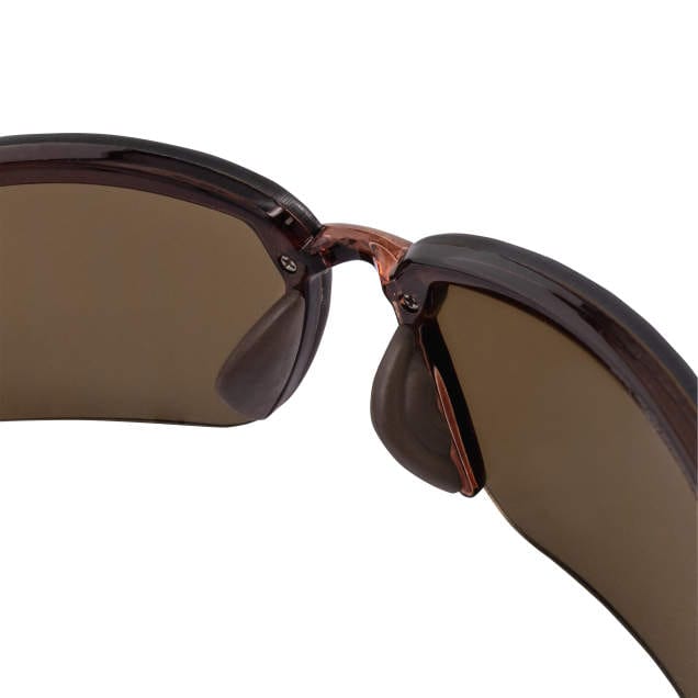 Crossfire ES5 Safety Glasses with Crystal Brown Frame and HD Brown Flash Mirror LensCrossfire ES5 Safety Glasses with Crystal Brown Frame and HD Brown Flash Mirror Lens nose pads view