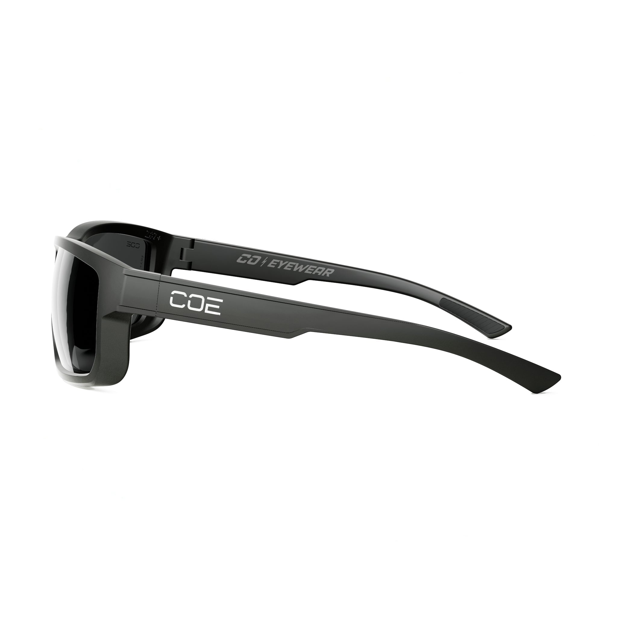 CO Eyewear Magneto Z87+ safety glasses with matte black frame, low-profile design, and secure fit.