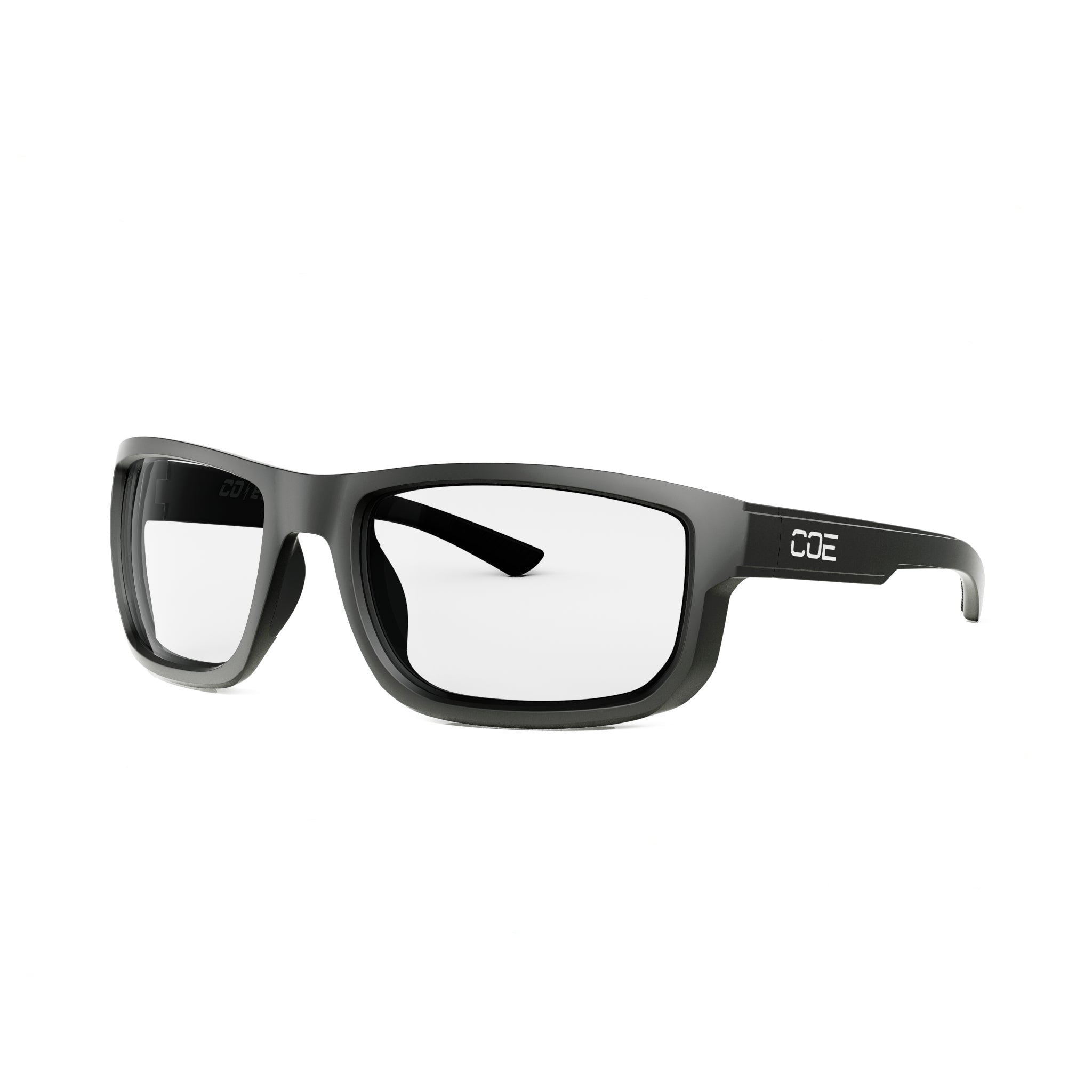 CO Eyewear Magneto Z87+ safety glasses with matte black frame, clear lenses, and low-profile design.
