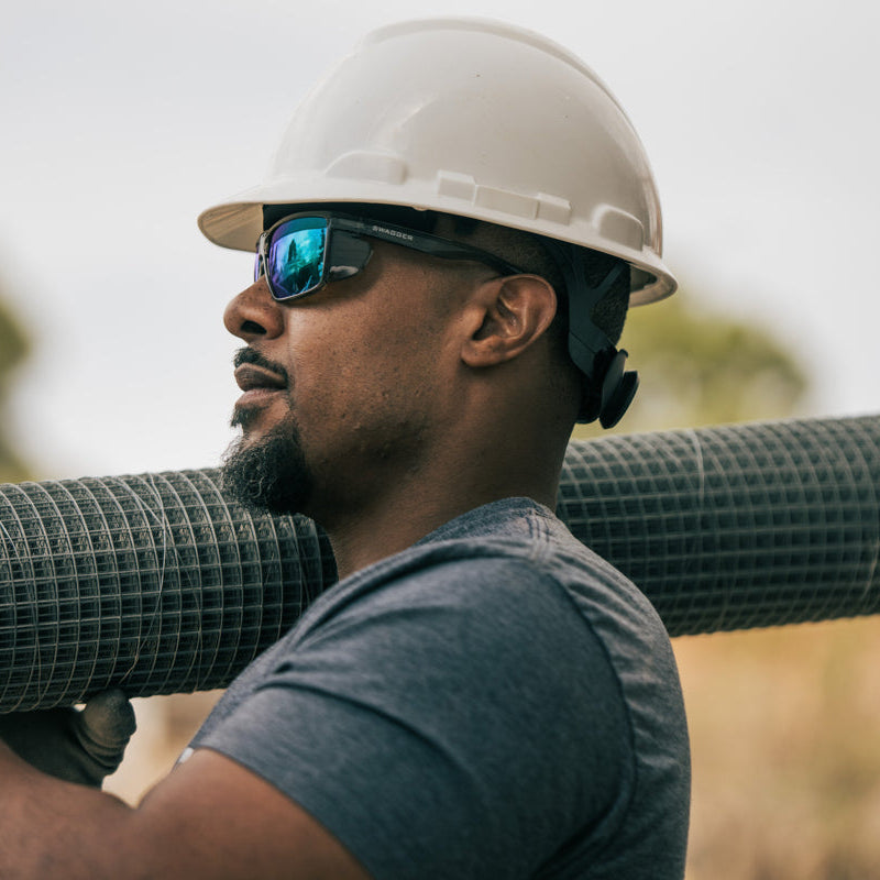 MCR Safety Swagger SR2 Safety Glasses Black with Blue Diamond Polarized Lenses