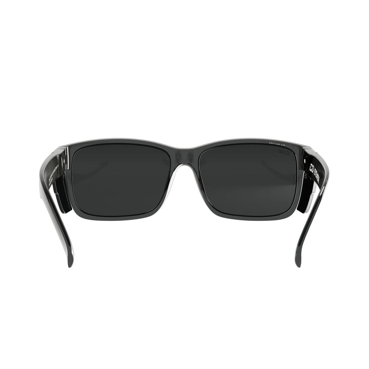 CO Eyewear Oiler Z87+ Safety Glasses with Gray Frame and Smoke Lenses Nose Bridge View