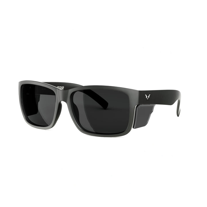 CO Eyewear Oiler Z87+ Safety Glasses with Matte Black Frame and Smoke Lenses Left Front