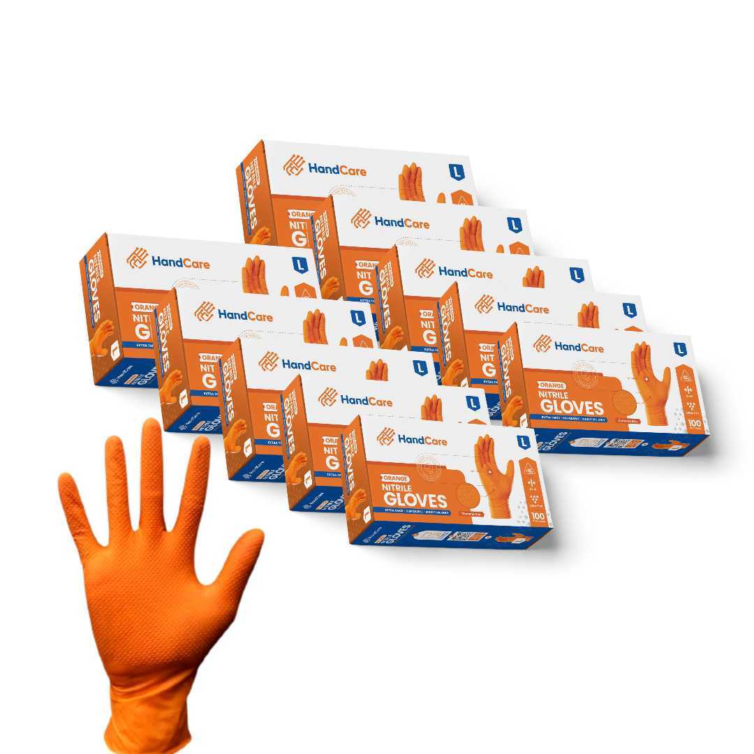 HandCare Orange Nitrile Gloves - Powder Free (8 Mil), 1,000 Gloves-Safety Glasses USA-4