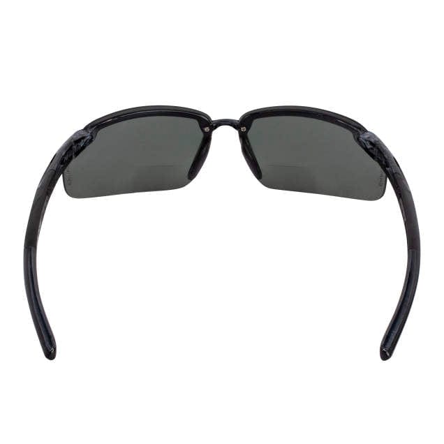 Crossfire ES5 Bifocal Safety Glasses with Crystal Black Frame and Polarized Smoke Lens Inside Lens View