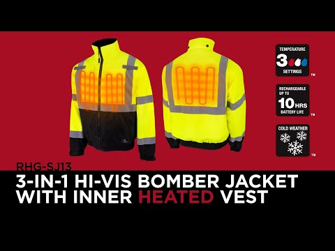 Radians RHG-SJ13 3-in-1 Class 3 Hi-Vis Bomber Jacket with Inner Heated Vest Video
