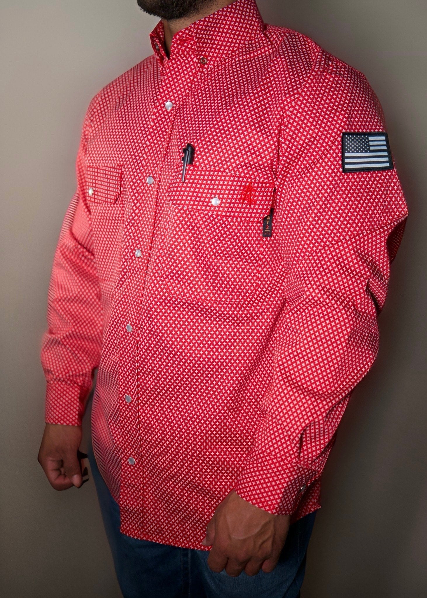 Static FR Flame-Resistant Work Shirt Pearl Snap - Alpha Red