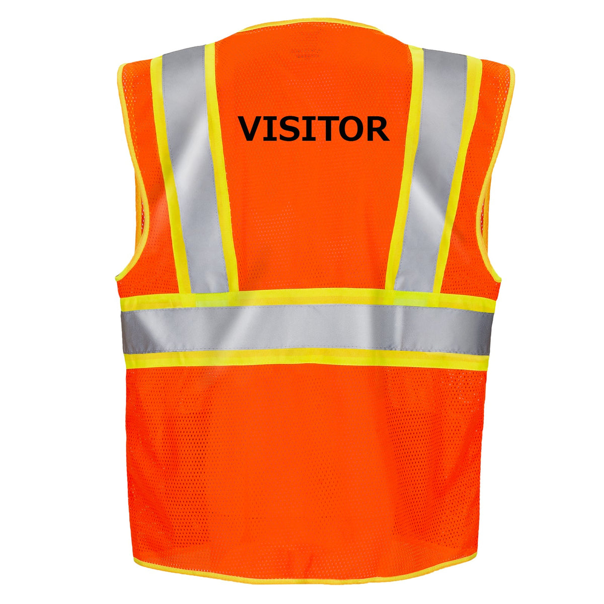 Jorestech Printed Hi-Vis Two-Toned Mesh Safety Vest with 2” Reflective Strips and Pockets - Orange
