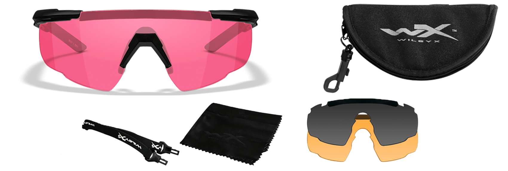 Wiley X Saber Advanced Ballistic Safety Glasses Three Lens Kit Black with Gray, Light Rust, Vermillion Lenses Kit View